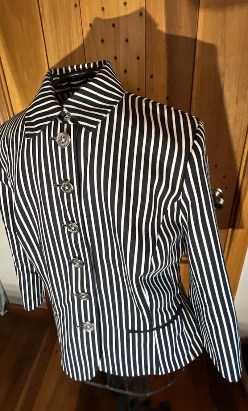 Chaps Black and White Striped Blazer Jacket Size M